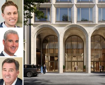 JLL's Benjamin Bass (top), Paul Glickman (center), and Frank Doyle (bottom), and a rendering of 520 Fifth Avenue.