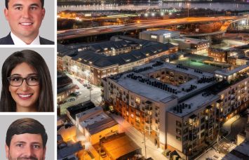 Berkadia's Bill Gribbin (top), Yalda Ghamarian (center), and Brian Crivella (bottom), and The Lofts at 1901 South Charles Street in Baltimore.