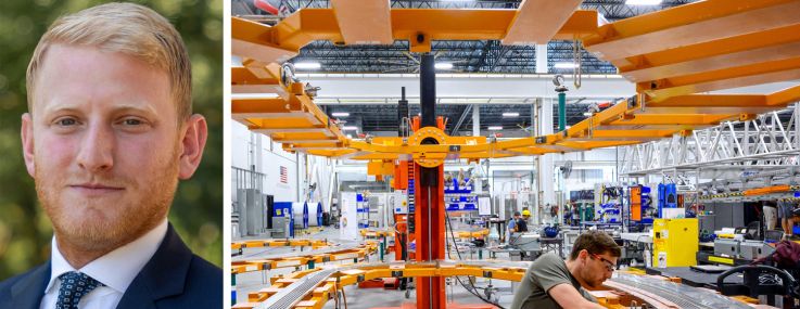 David Robbins of Pivotal Manufacturing Partners and inside the Commonwealth Fusion Systems headquarters in Devens, Mass.