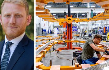David Robbins of Pivotal Manufacturing Partners and inside the Commonwealth Fusion Systems headquarters in Devens, Mass.
