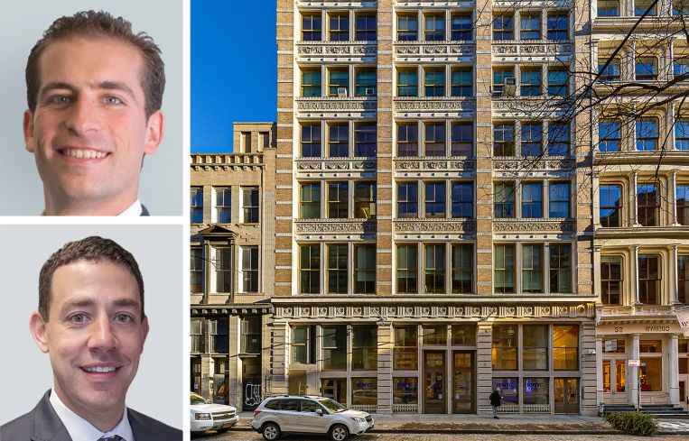 CBRE's Eddie Sisca (top) and David Opper, and 64 Wooster Street.