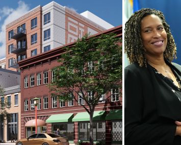608-624 Eye Street NW in Washington, D.C., and D.C. Mayor Muriel Bowser.