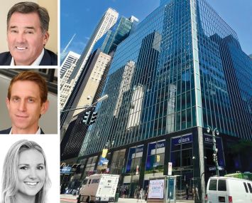 JLL's Frank Doyle (top), David Kleiner (center), and Carlee Palmer (bottom), and 330 Madison Avenue.