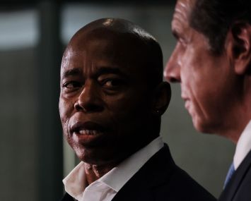 Current mayor, Eric Adams, and disgraced former governor, Andrew Cuomo. NYC, NY. 