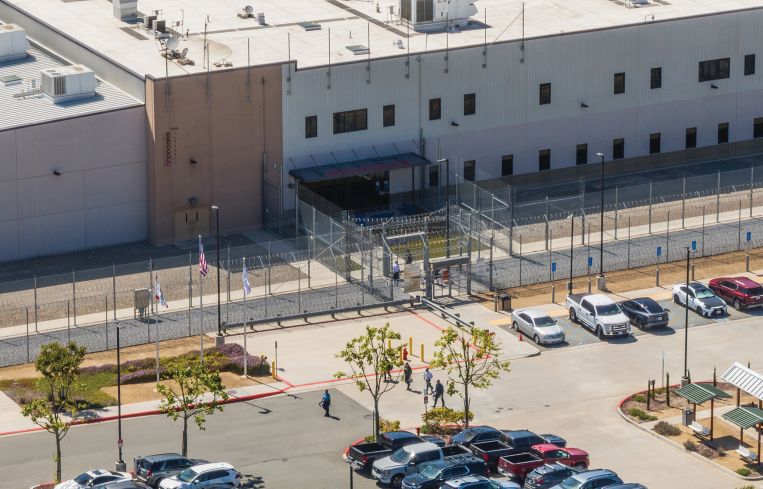 An aerial shot of a private prison.