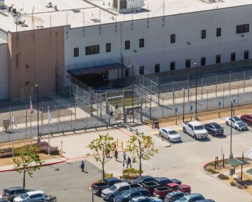 An aerial shot of a private prison.