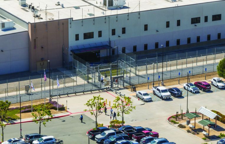 An aerial shot of a private prison.