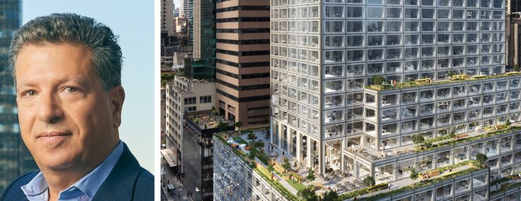 CBRE's Howard Fiddle (top) and Michael Geoghegan, and 660 Fifth Avenue.