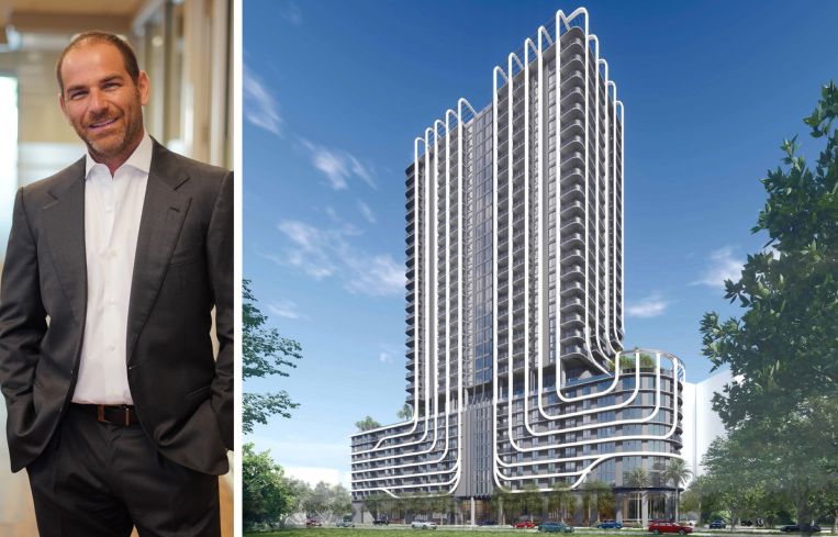 Calta Group's CEO Ignacio Caltagirone and a rendering of Calta Group's planned development at 1415 Northwest 13th Terrace, Miami.