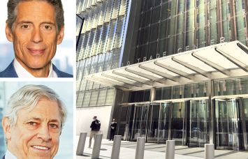 The Durst Organization's Jody Durst (top), Port Authority's Rick Cotton (bottom), and 1 World Trade Center.