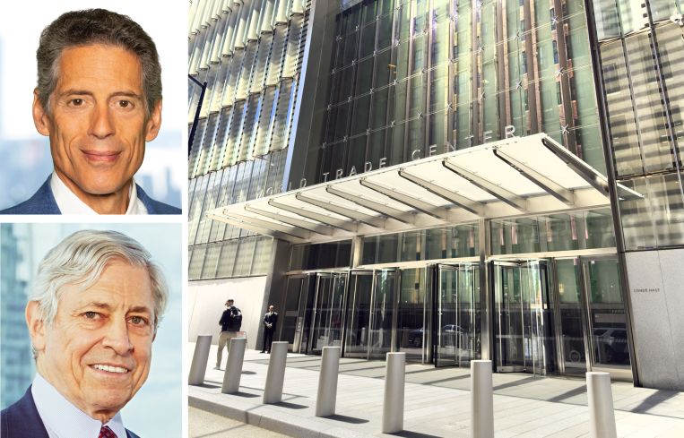 The Durst Organization's Jody Durst (top), Port Authority's Rick Cotton (bottom), and 1 World Trade Center.