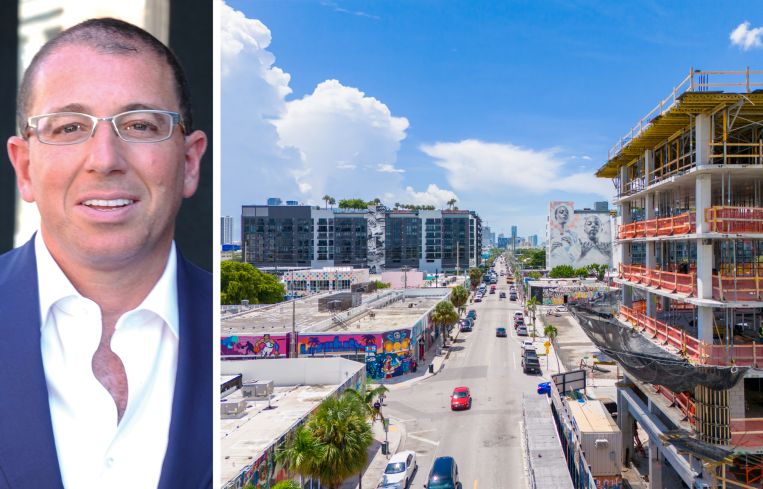 Joe Sitt, chairman of Thor Equities, and a view looking along Northwest Second Avenue, Miami.
