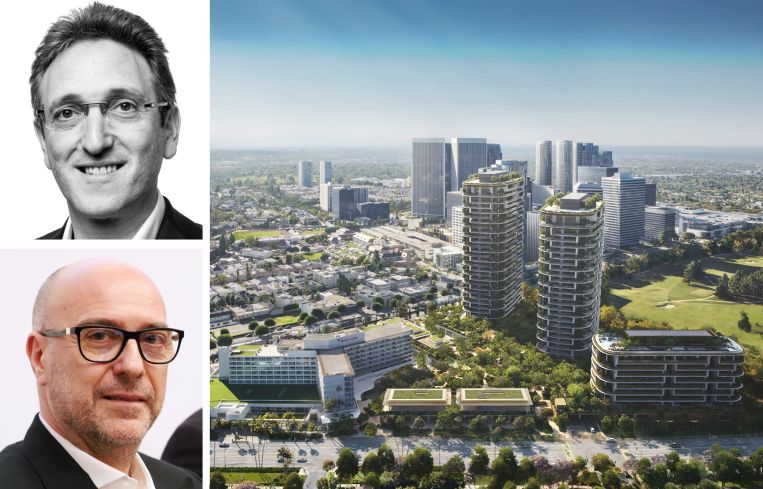 Cain International's Jonathan Goldstein (top), Dolce & Gabbana's Alfonso Dolce (bottom), and a rendering of One Beverly Hills.