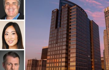 Douglas Emmett's Jordan Kaplan (top), Jamison's Jaime Lee (center), Brookfield's Ben Kingston (bottom), and the Gas Company Tower in Los Angeles.