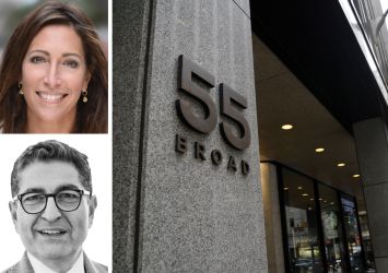 Silverstein Properties CEO Lisa Silverstein (top), Metroloft Managing Principal Nathan Berman (bottom), and 55 Broad Street.