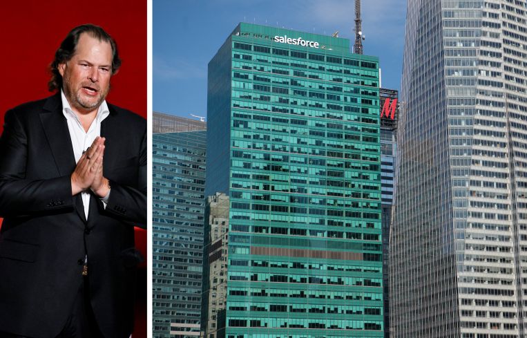 Salesforce Chair and CEO Marc Benioff and Salesforce Tower New York.