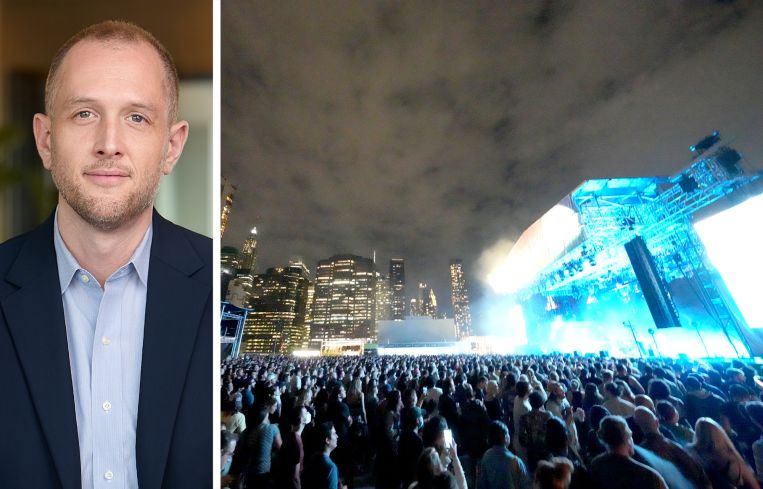 Seaport Entertainment Group CEO Matt Partridge and a concert at Pier 17.