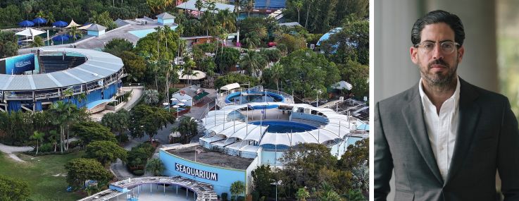 An aerial view of the Miami Seaquarium and David Martin of Terra.