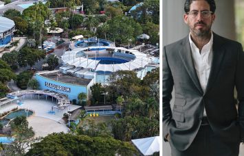 An aerial view of the Miami Seaquarium and David Martin of Terra.