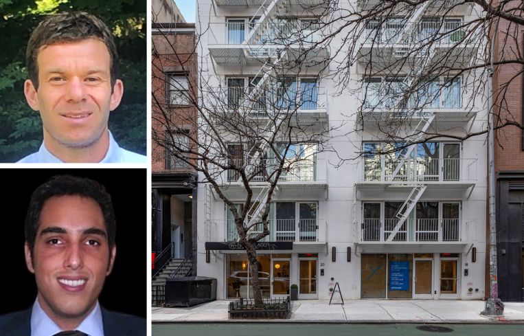 Michael Sherman of Baseline Real Estate Advisors (top), Kevin Esh of Esh Property Group (bottom), and 18-20 East 13th Street.