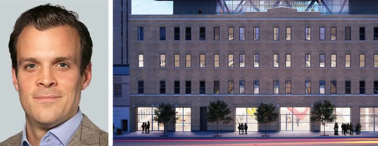 CBRE's Paul Amrich (top) and Neil King (bottom), and a rendering of 520 West 20th Street.