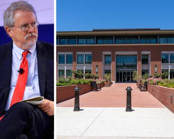 Dr. Peter Laugharn, president and CEO of the Conrad N. Hilton Foundation, and the Conrad N. Hilton Foundation headquarters in Westlake Village, Calif.
