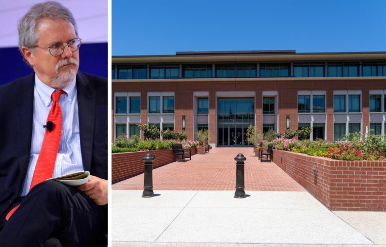 Dr. Peter Laugharn, president and CEO of the Conrad N. Hilton Foundation, and the Conrad N. Hilton Foundation headquarters in Westlake Village, Calif.