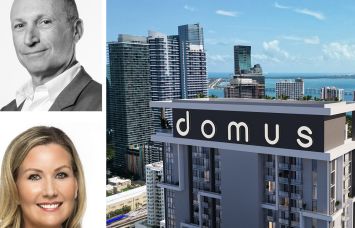 North Development founding Partner and Director Ricardo Dunin (top), Bayview PACE Head of C-PACE Anne Hill (bottom), and a rendering of Domus Brickell Center.