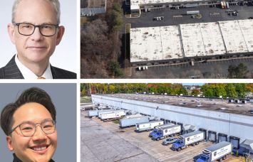 Mapletree Investments's Richard Prokup (top) and John Paul Chua (bottom), and 551-579 Commerce Drive (top right) and 15850 Commerce Court (bottom right).