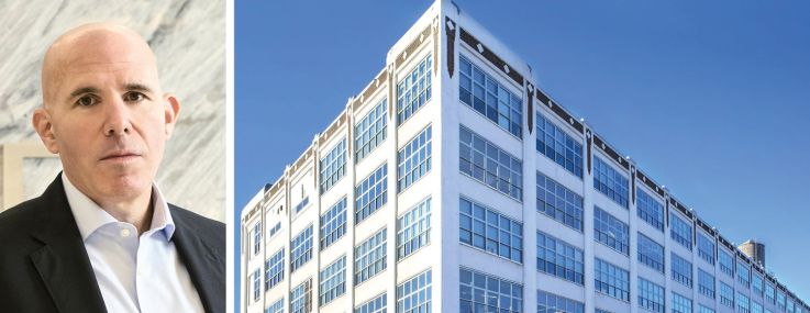 RXR Realty CEO Scott Rechler and the Standard Motor Products Building in Queens.