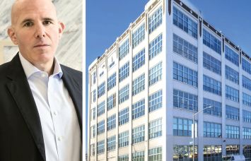 RXR Realty CEO Scott Rechler and the Standard Motor Products Building in Queens.