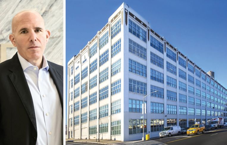 RXR Realty CEO Scott Rechler and the Standard Motor Products Building in Queens.
