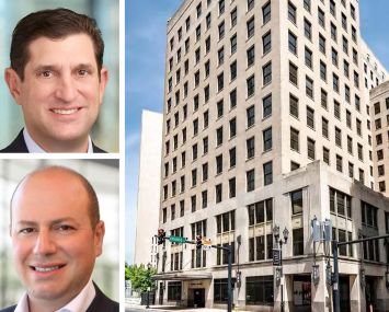 Pearlmark's Steven Gordon (top), Arrow Real Estate Advisors's Morris Betesh (bottom), and 1007 Orange Street, Wilmington, Del.