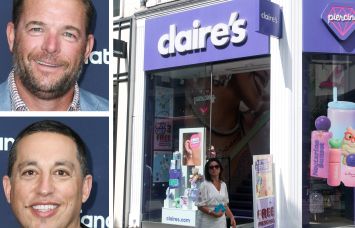 Ames Watson founders Tom Ripley (top) and Lawrence Berger (bottom), and a Claire's store.