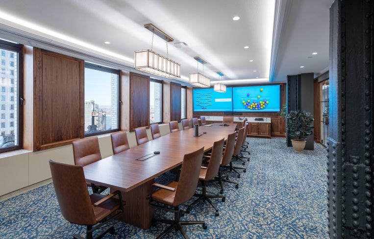 The large conference room can compliment a variety of meeting needs.