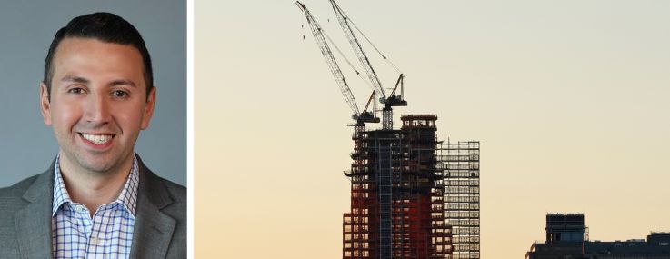 CoStar's Victor Rodriguez and a residential development in the Hudson Square neighborhood of Manhattan.