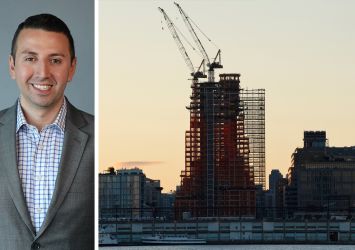CoStar's Victor Rodriguez and a residential development in the Hudson Square neighborhood of Manhattan.