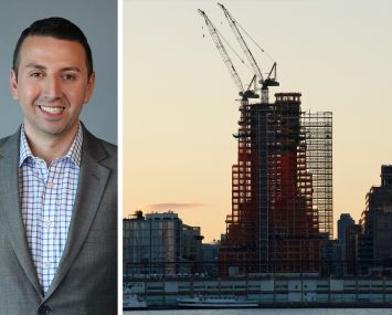 CoStar's Victor Rodriguez and a residential development in the Hudson Square neighborhood of Manhattan.