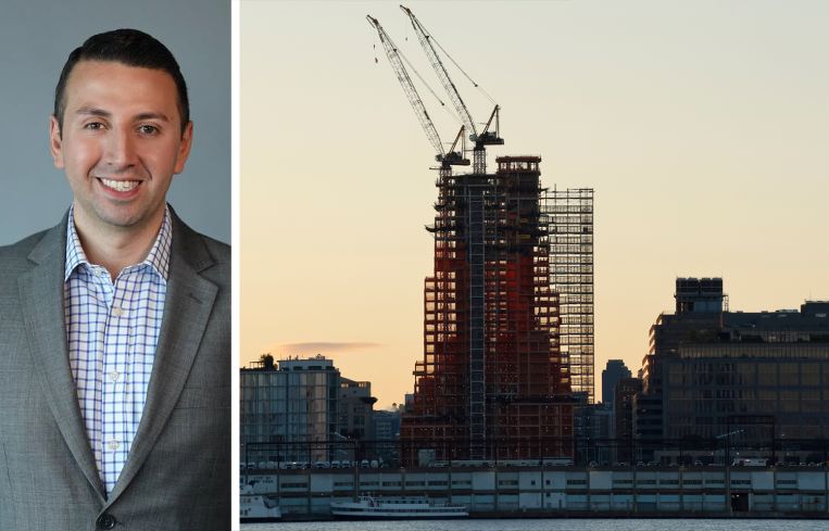 CoStar's Victor Rodriguez and a residential development in the Hudson Square neighborhood of Manhattan.