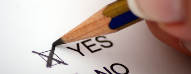 A pencil marking a "yes" vote.