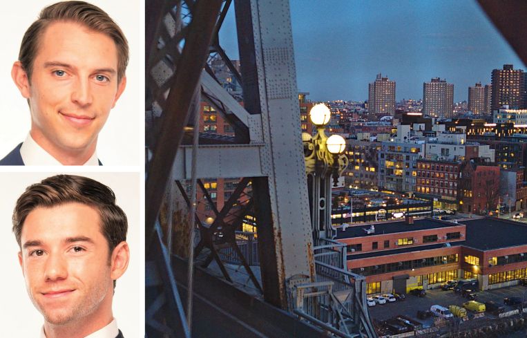 Colliers's Zach Redding (top) and Dylan Kane (bottom), and Williamsburg, Brooklyn.