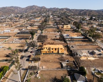 Homes under construction dot Hartzell Street in the Alphabet Streets neighborhood of Pacific Palisades, Calif., in August.