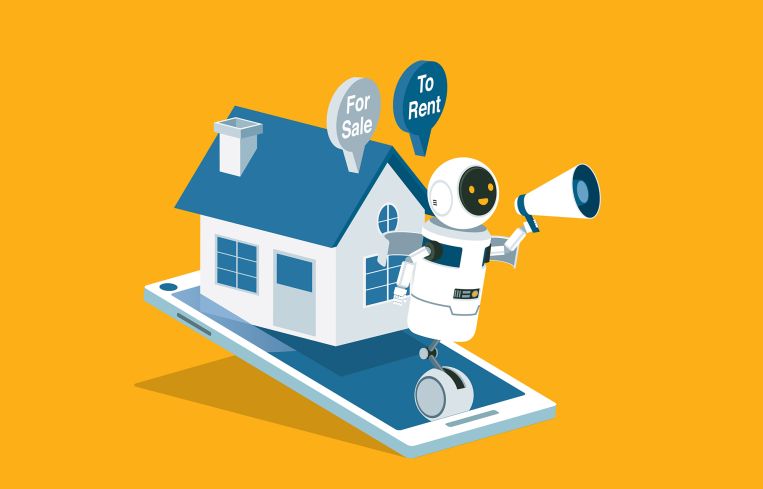 A robot realtor selling a home.