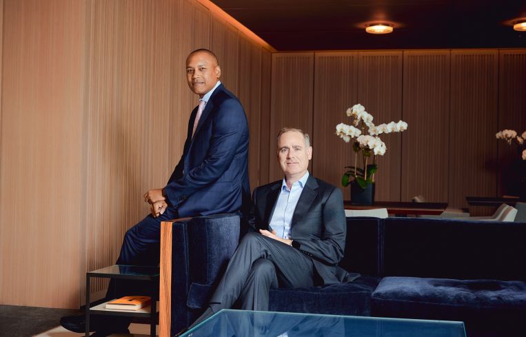 Chris Lee (left) and Matt Salem of KKR at 30 Hudson Yards.