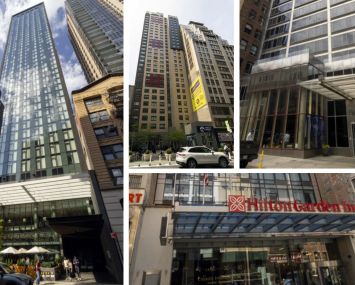From left: 113 West 24th Street, 525 Eighth Avenue, 325 West 33rd Street, and 30 West 46th Street.
