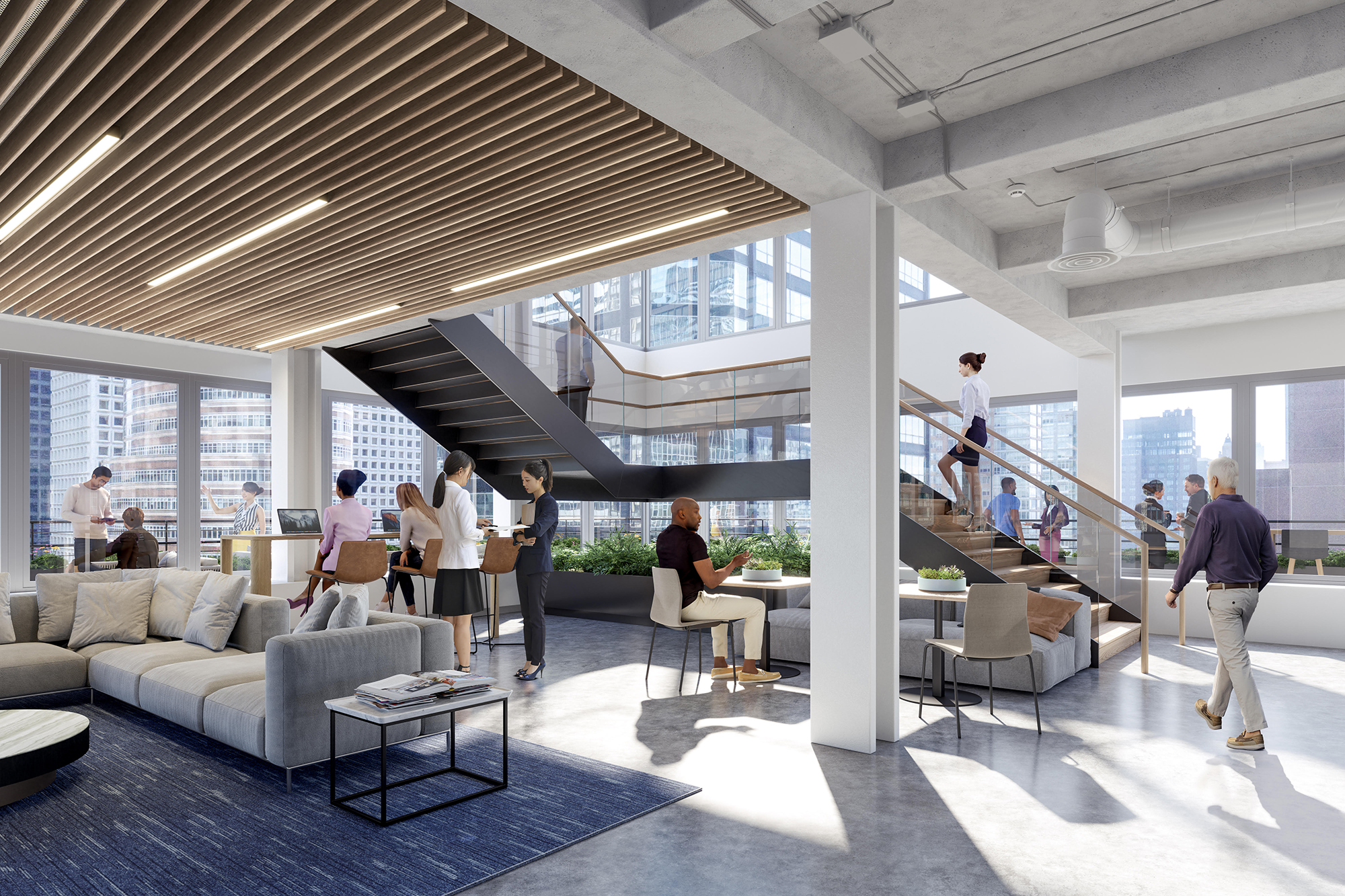 Tenants will have access to a 14,000-square-foot conference and social space with seating for 200.