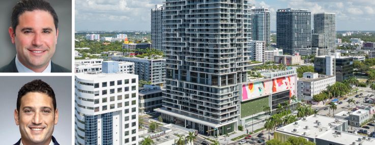 Walker & Dunlop's Aaron Appel (top), Jonathan Schwartz (center), and Adam Schwartz (bottom), and Forma Miami at 2900 Biscayne Boulevard.
