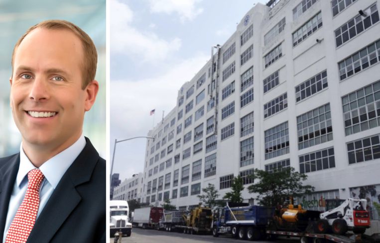 Alek Roomet, managing director at Värde Partners, and 630 Flushing Avenue, Brooklyn.