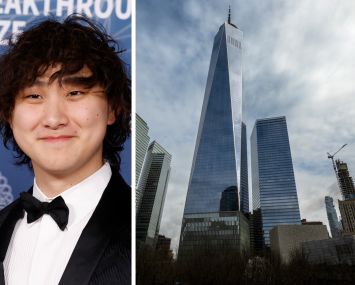Scale.ai founder and CEO Alexandr Wang and 1 World Trade Center.