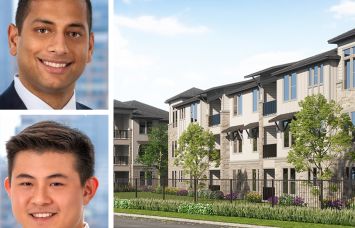 Dwight Capital's Brandon Baksh (top) and Tommy Ng (bottom), and a rendering for The Lariat multifamily development in Amarillo, Texas.
